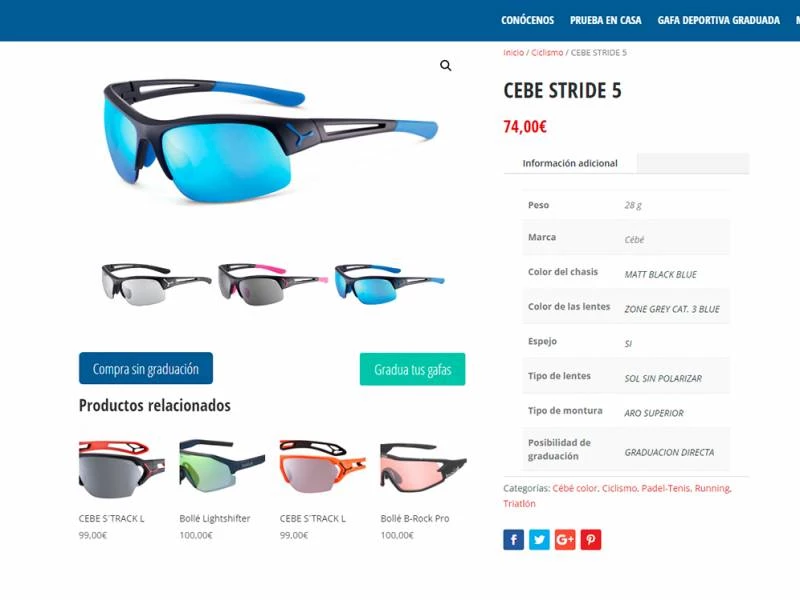 Gafas de sol deportivas graduadas en Vegas Visión