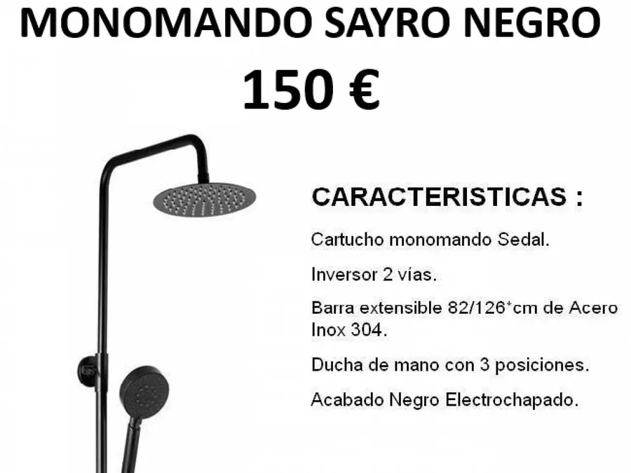 Columna ducha monomando negro Sayro