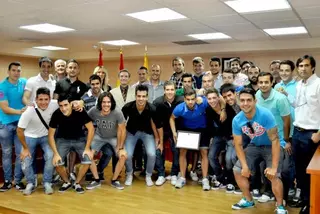 Recepción del Fútbol Club de Villanueva del Pardillo por su reciente ascenso a tercera división