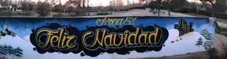 El Centro Joven Área 51 de Villanueva de la Cañada, felicita la navidad con un mural de grafiti