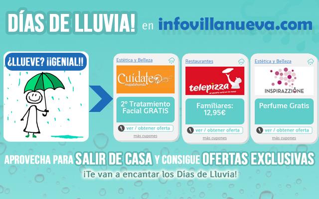 InfoVillanueva.com presenta 'Días de Lluvia': cupones descuento exclusivos para días lluviosos