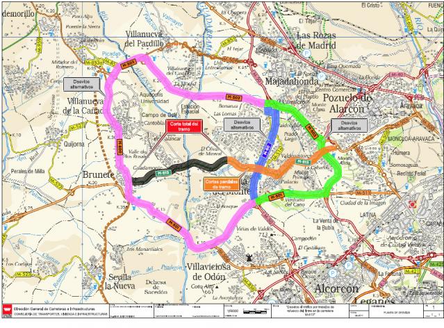 La carretera M-513 se cortará parcialmente al tráfico con motivo de las obras de mejora del firme